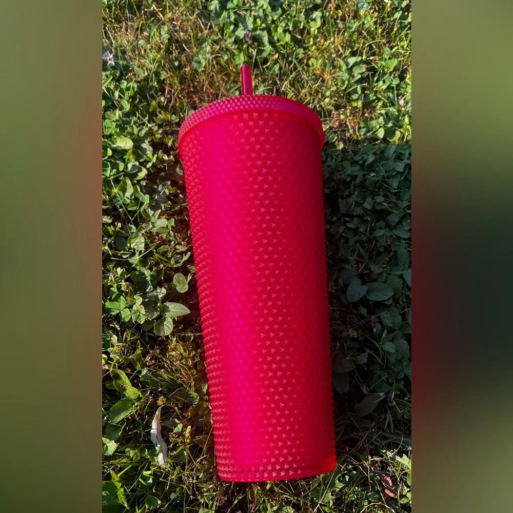 NEW 2021 Starbucks Hot Pink Studded Cold Cup 24oz Tumbler